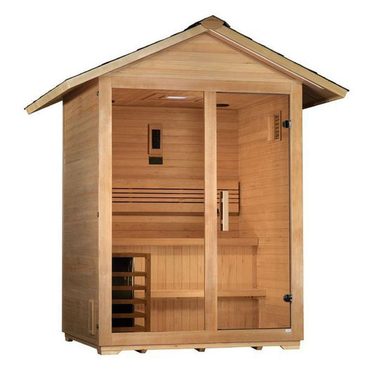 Golden Designs "Arlberg" 3 Person Traditional Outdoor Sauna - Canadian Hemlock