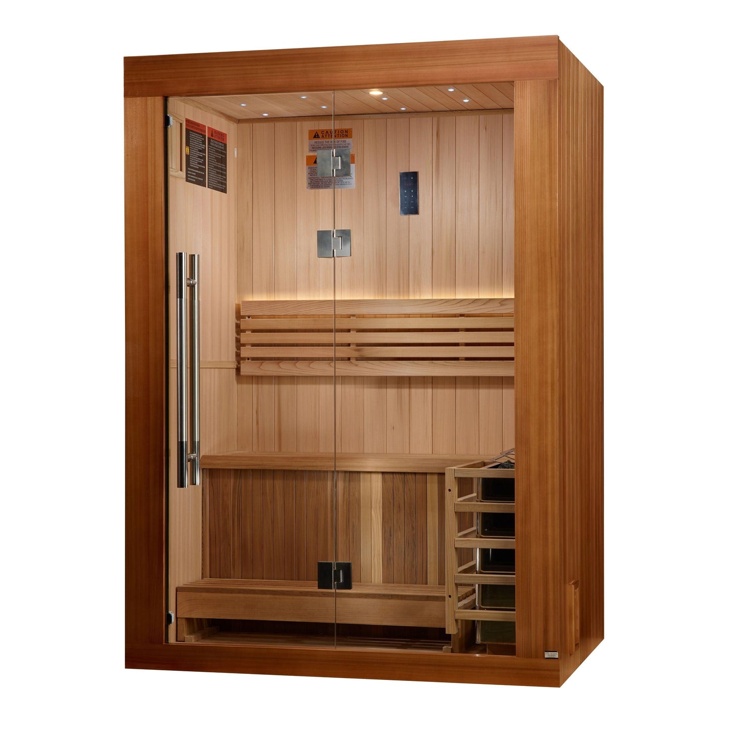 Golden Designs 2025 Updated "Sundsvall Edition" 2 Person Traditional Sauna - Canadian Red Cedar Interior and Pacific Premium Clear Cedar Exterior